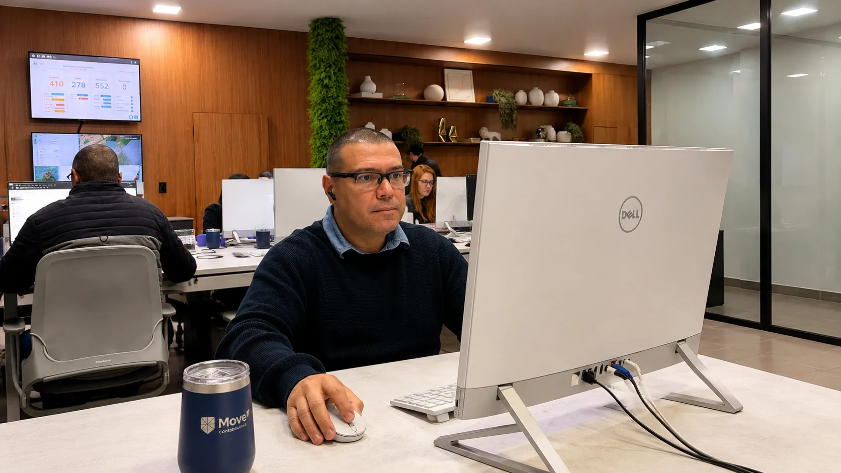 Homem trabalhando em frente ao computador